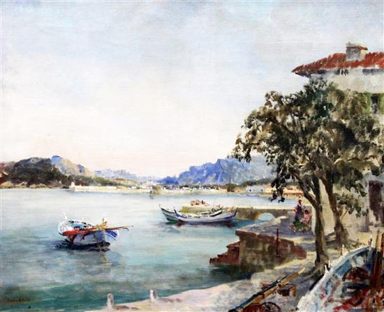§ Francis Russell Flint (1915-1977) Still of the Evening, Puerto Polluna 20 x 24in.